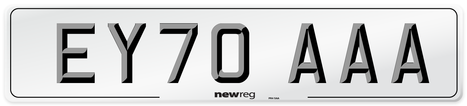 EY70 AAA Number Plate from New Reg
